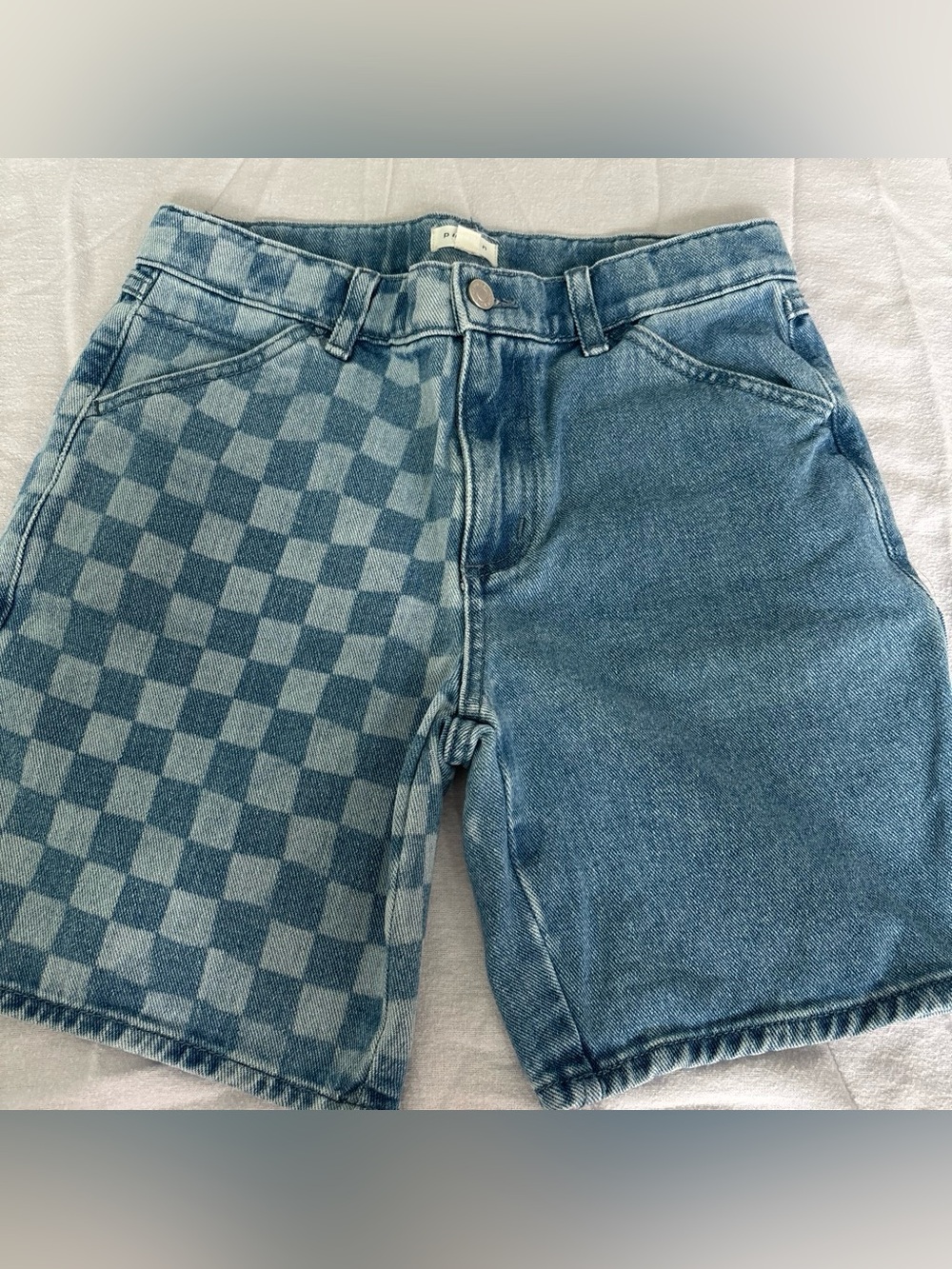 PacSun Two-Tone Blue Checkerboard Kid’s Denim Shorts